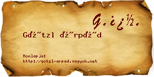 Götzl Árpád névjegykártya